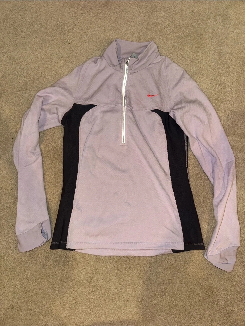 Nike Lavender and Black Half-Zip Ski Jacket with Pink Swoosh